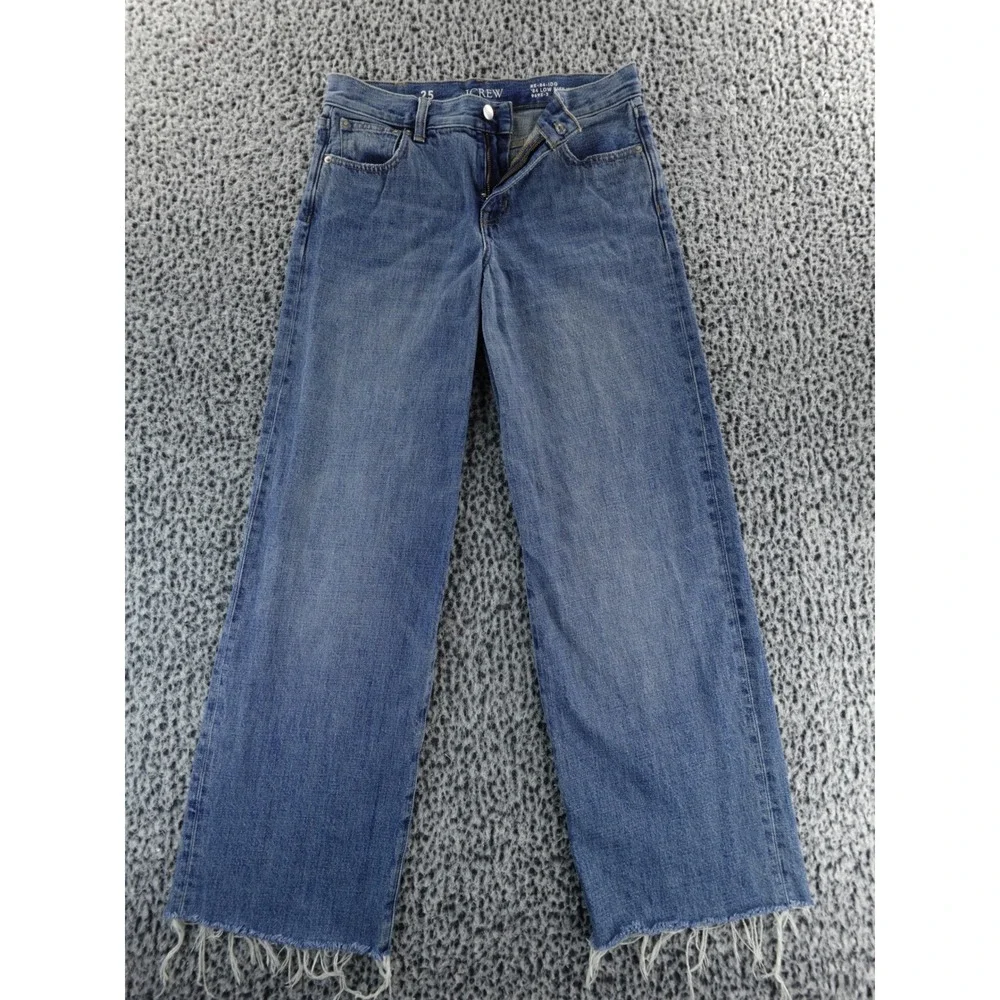 J Crew 84 Low‎ Rise Wide Leg Jeans Medium Wash Distressed Size 25